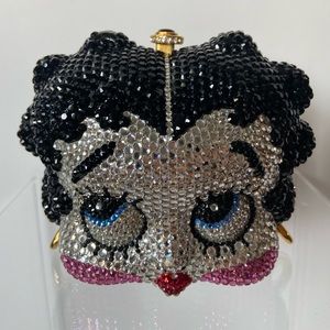 Crystal Betty Boop Mini Bag Clutch in Black and Silver